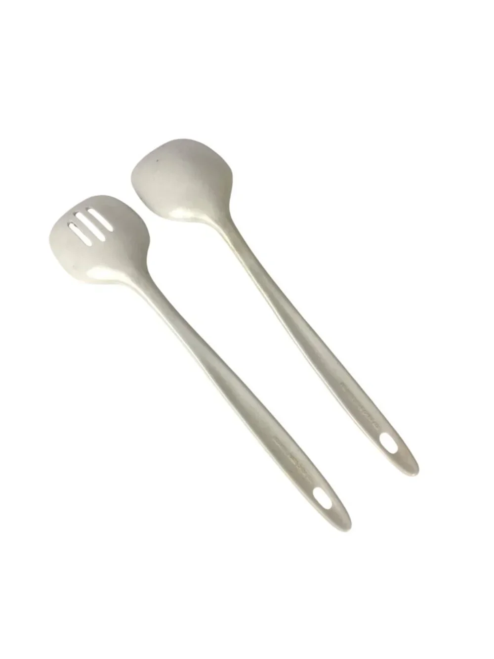 Melamine Ware Spoon Set Of 2 Solid & Slotted White 808 Kitchen Utensils